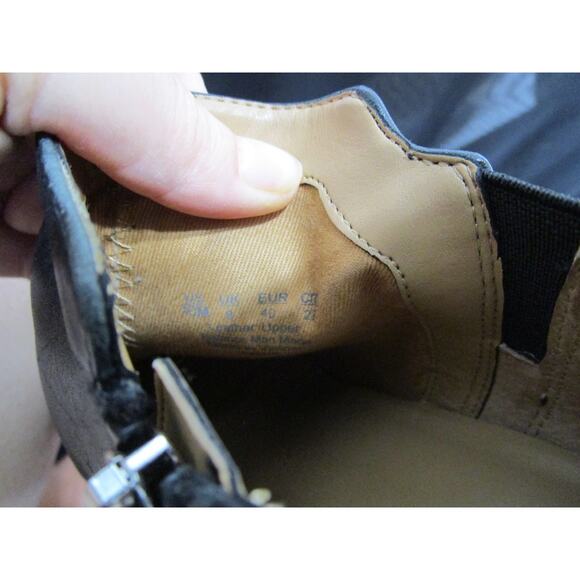 Franco Sarto Dante Black Leather Block Heel Ankle Booties Women 10 M - Picture 9 of 9